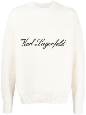 Плетен пуловер Karl Lagerfeld бяло