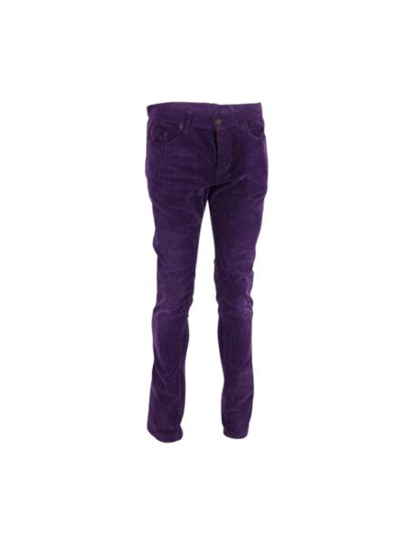 Spodnie bawełniane Yves Saint Laurent Vintage fioletowe