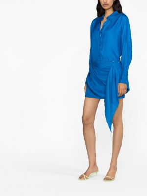 Jedwabna mini spódniczka drapowana Gauge81 niebieska