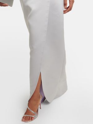 Satynowa sukienka długa drapowana Carolina Herrera fioletowa