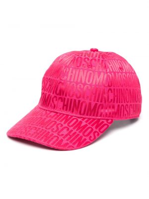 Cappello con visiera in tessuto jacquard Moschino rosa