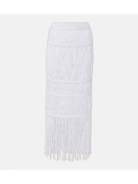 Памучен миди пола с ресни Simkhai бяло