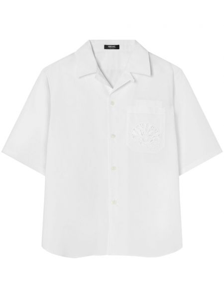 Chemise en soie à imprimé Versace blanc