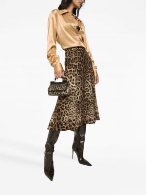 Jupe à imprimé à imprimé léopard Dolce & Gabbana marron