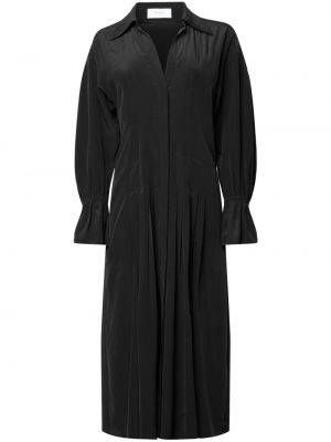 Plisirana svilena obleka Equipment črna
