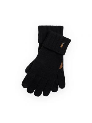 Rękawiczki z wełny merino Polo Ralph Lauren czarne