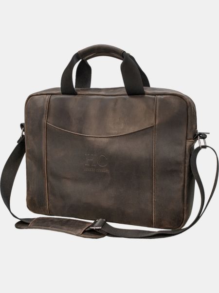 Кожаная сумка для ноутбука Famk коричневая