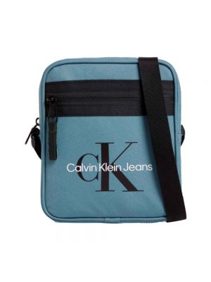 Torba na ramię z nadrukiem Calvin Klein niebieska