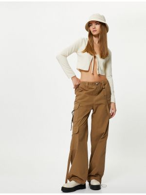 Oversize памучни карго панталони с джобове Koton