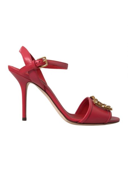 Sandały na obcasie na wysokim obcasie szpilki Dolce And Gabbana czerwone