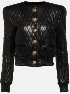 Черная кожаная куртка Balmain