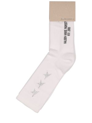 Bavlněné ponožky s hvězdami Golden Goose bílé