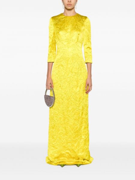Saténové šaty Miu Miu Pre-owned žluté