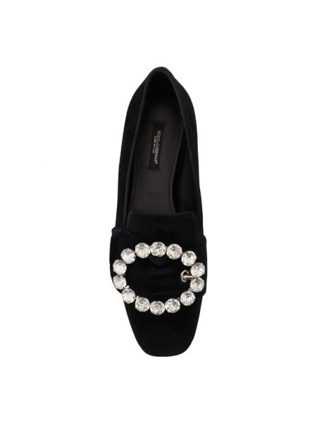 Loafers de terciopelo‏‏‎ de cristal Dolce & Gabbana negro