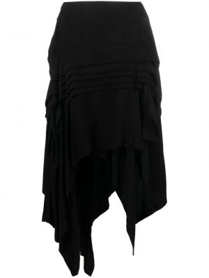 Asymetrická vlnená midi sukňa Yohji Yamamoto čierna