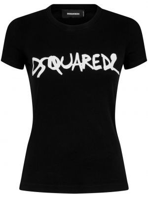T-shirt en coton à imprimé Dsquared2 noir