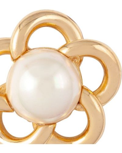 Broche con perlas Christian Dior dorado