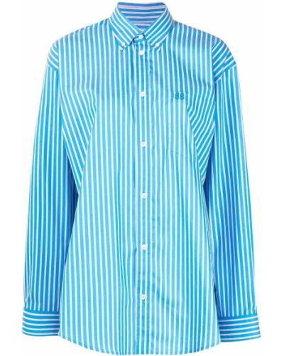 Camisa con botones a rayas Balenciaga azul