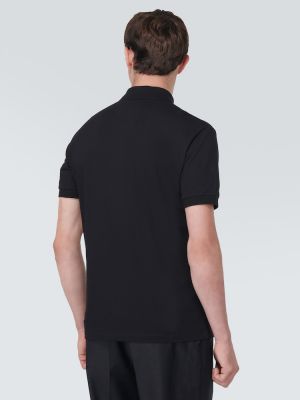 Памучна поло тениска Giorgio Armani черно