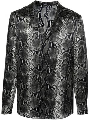 Σατέν πουκάμισο με σχέδιο με μοτίβο φίδι Balmain γκρι