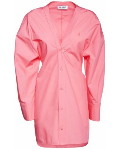 Bavlněné mini šaty The Attico růžové