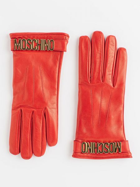 Кожаные перчатки Moschino красные