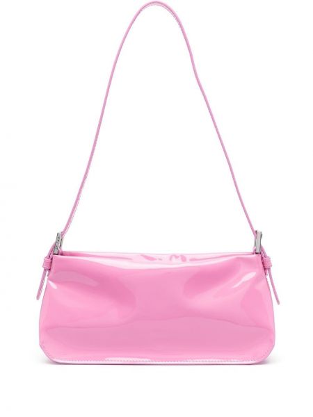 Кожени чанта за ръка от лакирана кожа By Far розово