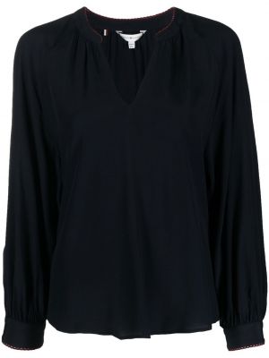 Блуза с v-образно деколте Tommy Hilfiger синьо
