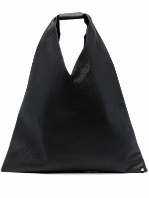 Δερμάτινη τσάντα shopper Mm6 Maison Margiela μαύρο