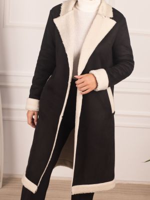 Παλτό σουέτ με τσέπες Armonika μαύρο