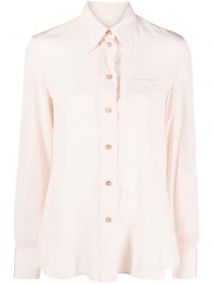 Памучна копринена риза Lanvin розово