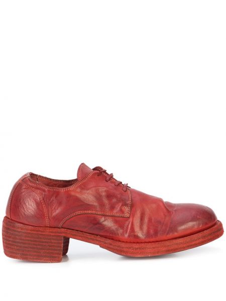 Ниски обувки с връзки с дантела Guidi червено