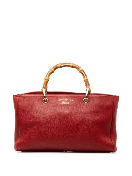 Sac cartable en bambou Gucci Pre-owned rouge