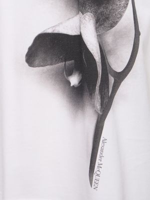 Памучна тениска с принт Alexander Mcqueen бяло
