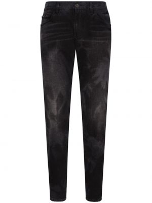 Bavlnené džínsy s rovným strihom Dolce & Gabbana čierna
