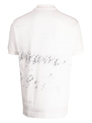 Raštuotas medvilninis polo marškinėliai su abstrakčiu raštu Lacoste balta