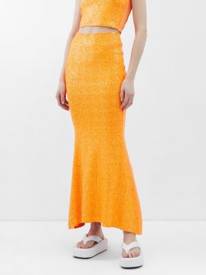 Длинная юбка с пайетками из тюля Norma Kamali оранжевая