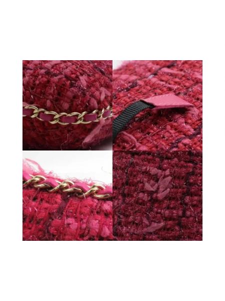 Bolso cruzado de lana Chanel Vintage rosa