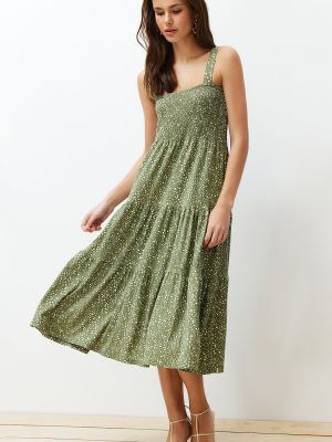 Pletené midi šaty s potlačou Trendyol zelená
