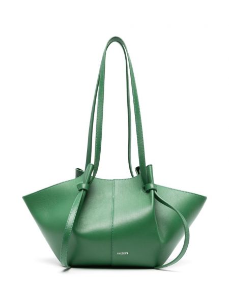 Кожени шопинг чанта Yuzefi зелено