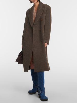 Vlněný kabát Acne Studios hnědý