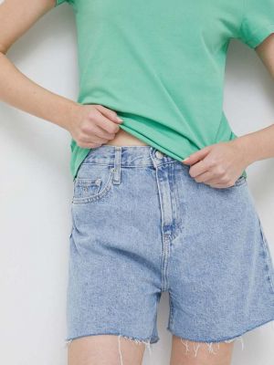 Панталон с висока талия Calvin Klein Jeans синьо