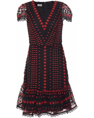 Кружевное гипюровое ажурное платье мини Temperley London, черное