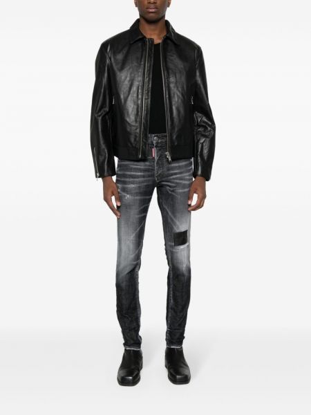 Skinny džíny s oděrkami Dsquared2 černé