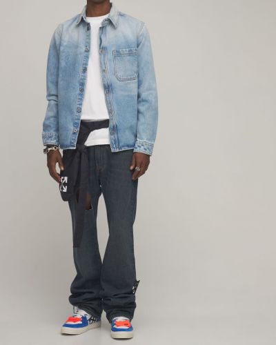 Camicia jeans con stampa Off-white blu
