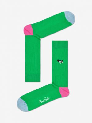 Șosete cu broderie Happy Socks verde