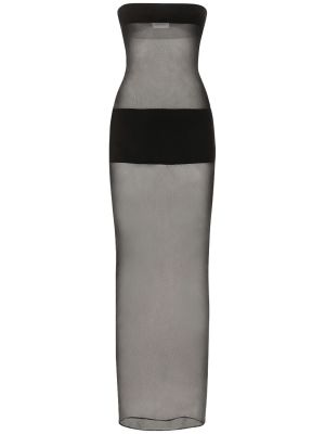 Viskózové šaty se síťovinou Mônot černé