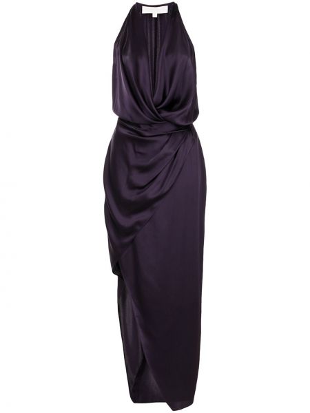 Asimetriškas šilkinis suknele kokteiline Michelle Mason violetinė