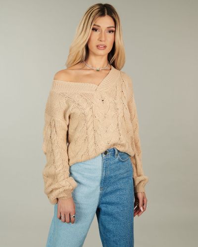 Pullover About You X Alina Eremia beige