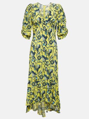 Robe mi-longue en crêpe Diane Von Furstenberg jaune